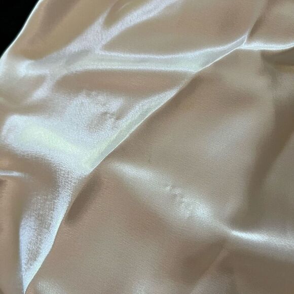 Vintage Val Mode White Satin Slip Dress w/ Pearl Lace – Large - Picture 9 of 9